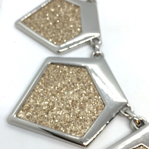 3/$30 EXPRESS GEOMETRIC STATEMENT NECKLACE BIB GOLD SPARKLES SILVER TONE - Picture 9 of 12